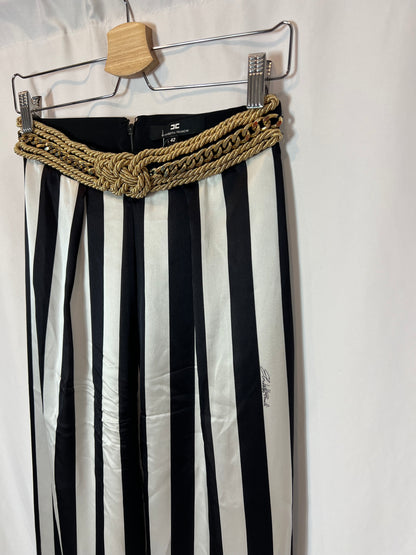 ELISABETTA FRANCHI. Striped palazzo silk pants T.42
