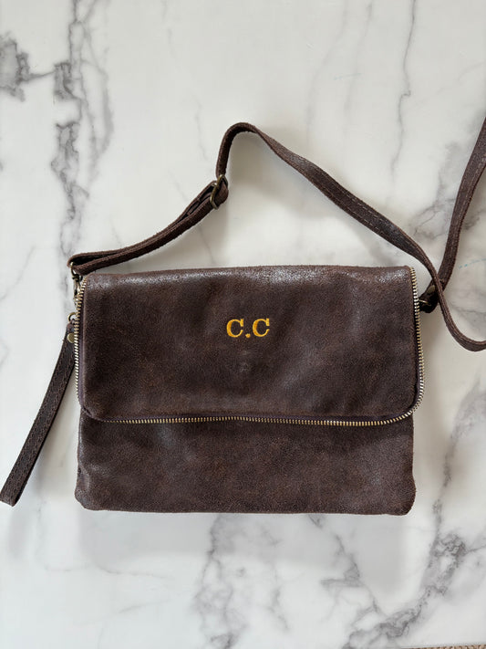 Bolso asa larga piel iniciales