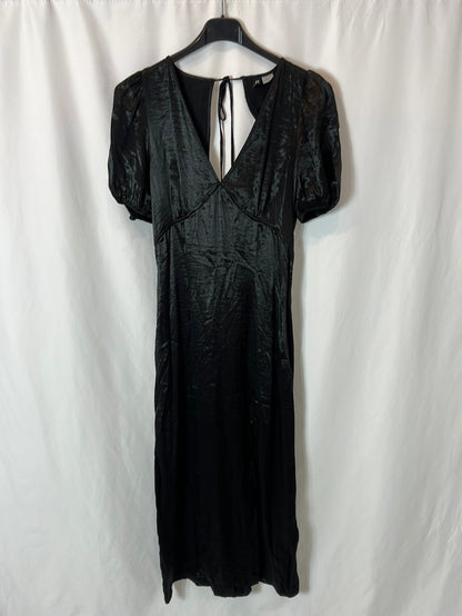 H&amp;M. Black satin midi dress size 34