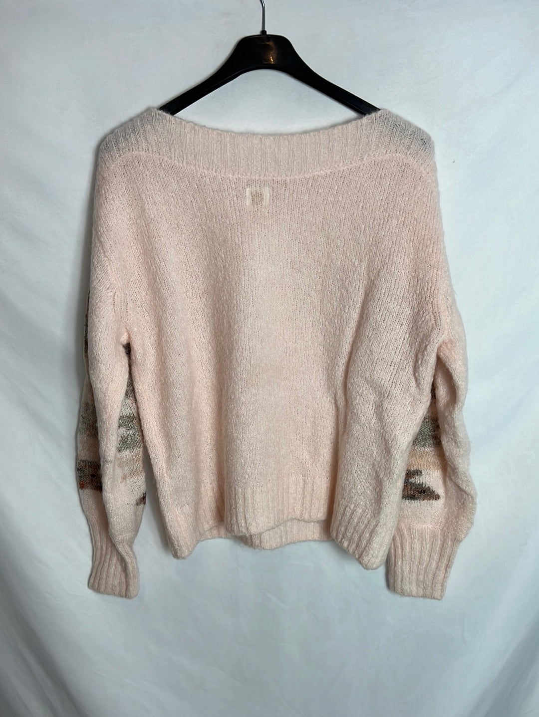 PETITS  HAUTS Jersey rosa claro cuello barco. T 0(S)