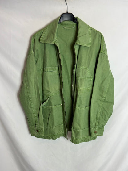 OTRAS. Cazadora denim verde bolsillos. T M