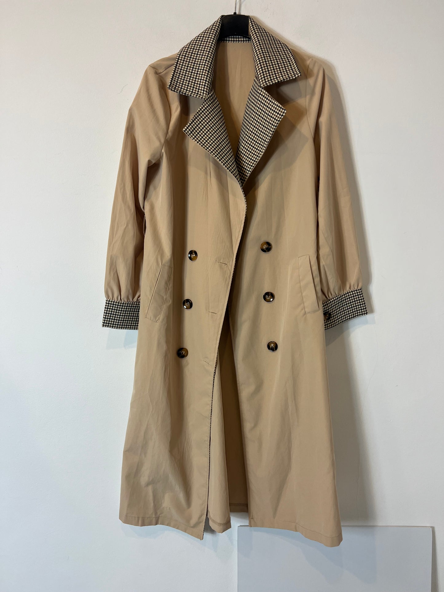 OTHER. Lightweight trench coat with plaid detail. TS