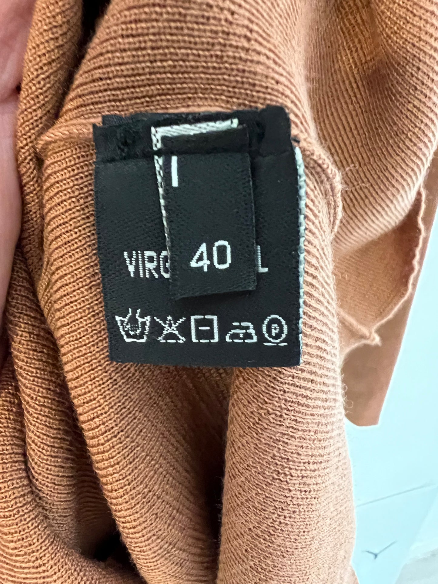 CORTANA. Vestido corto marrón lana. T 36