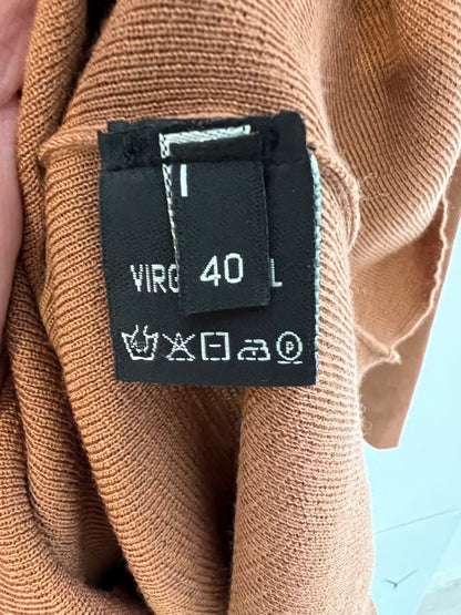 CORTANA. Vestido corto marrón lana. T 36