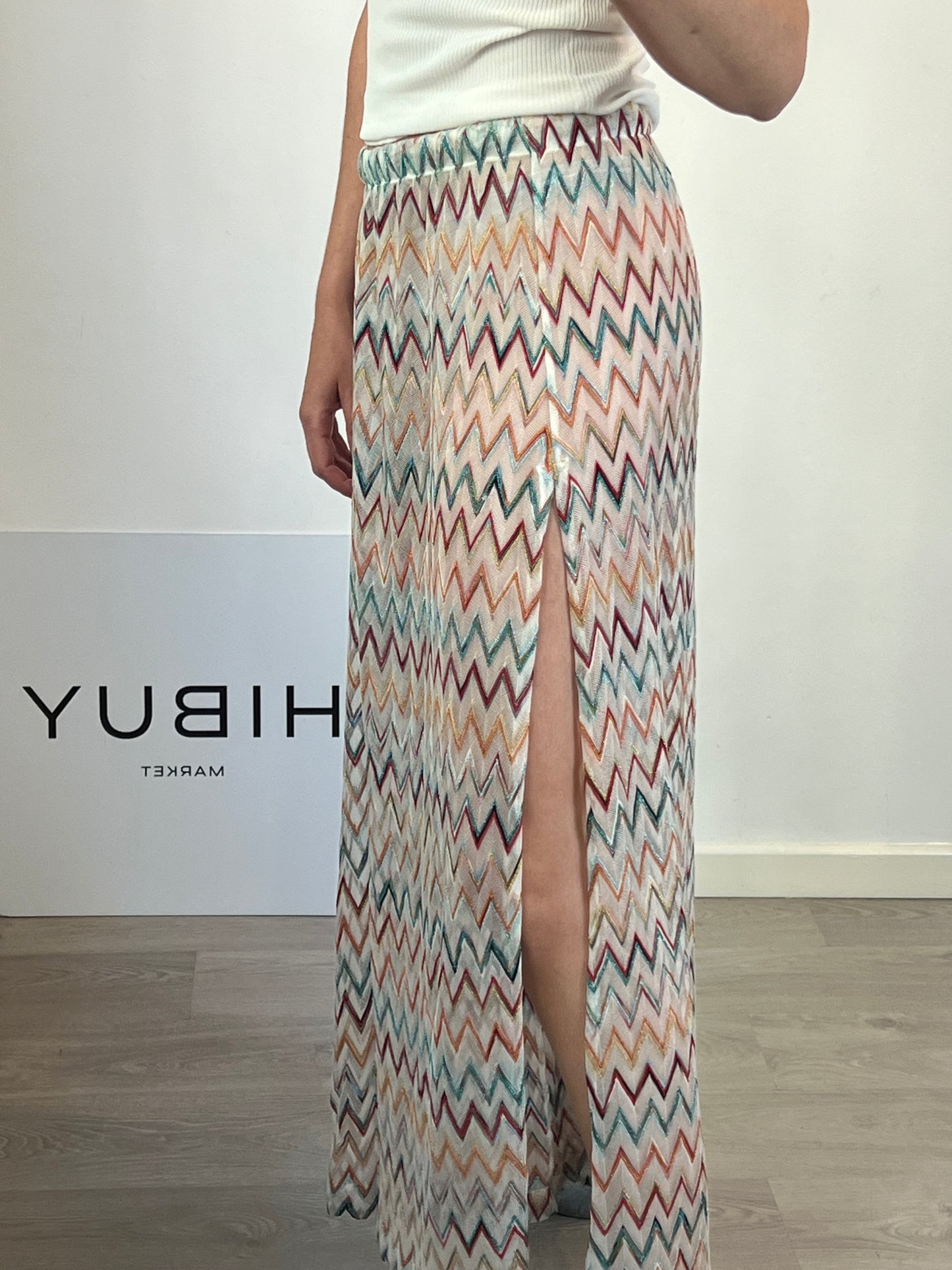 MISSONI. Pantalón zig zag aberturas. T44(s/m)