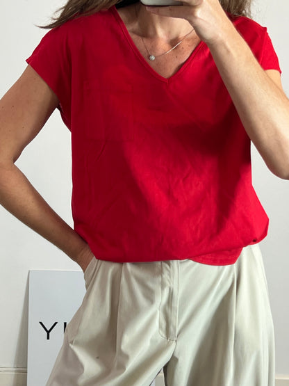 SHEIN. Red pocket t-shirt Tl