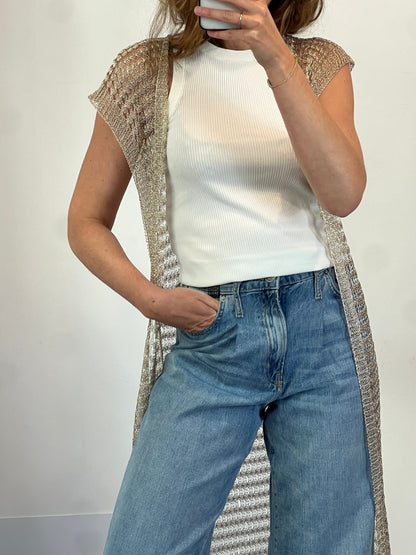 MAEVE. Chaleco largo dorado punto. TU (M)