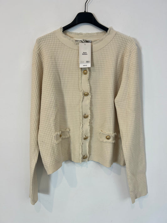 MANGO. Chaqueta punto textura beige. T L (Tara)