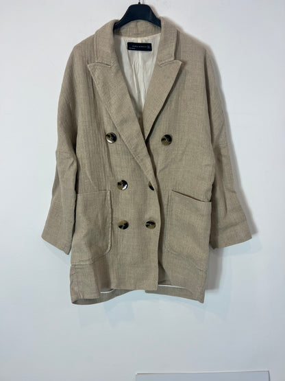 ZARA. Chaqueta larga lino beige. T S
