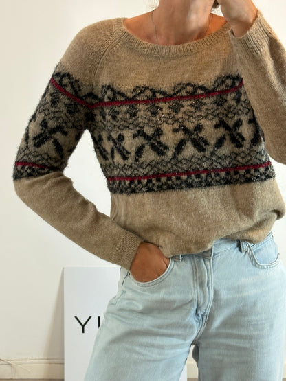 INTROPIA. Jersey beige con dibujos T.m