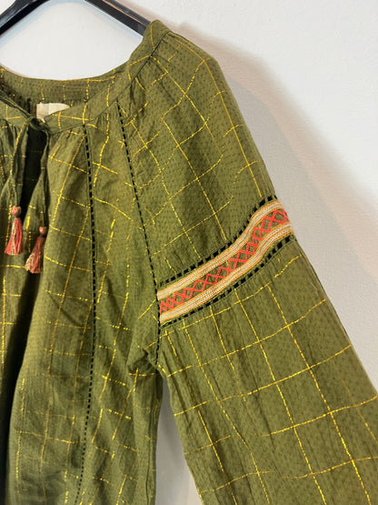 MAISON HOTEL. Green striped Ts blouse