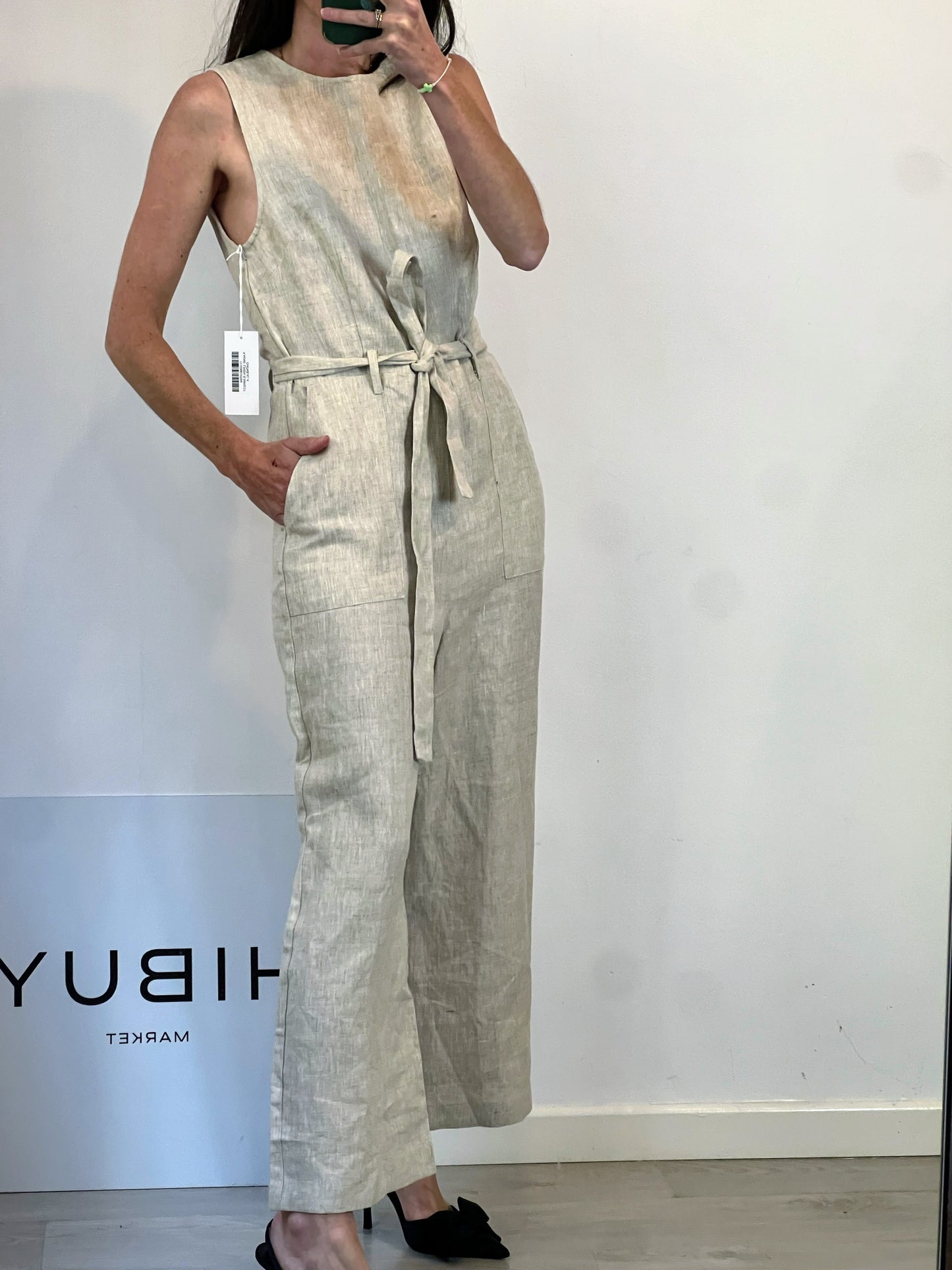 REFORMATION. Mono largo beige lino