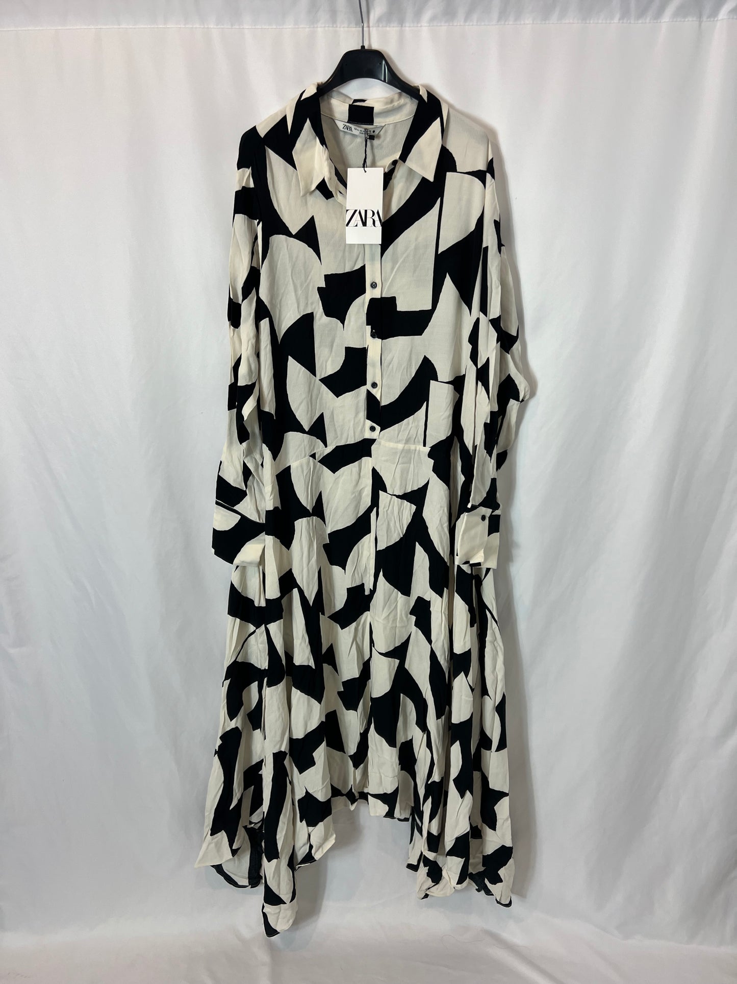 ZARA. Long two-tone shirt dress. Size XL
