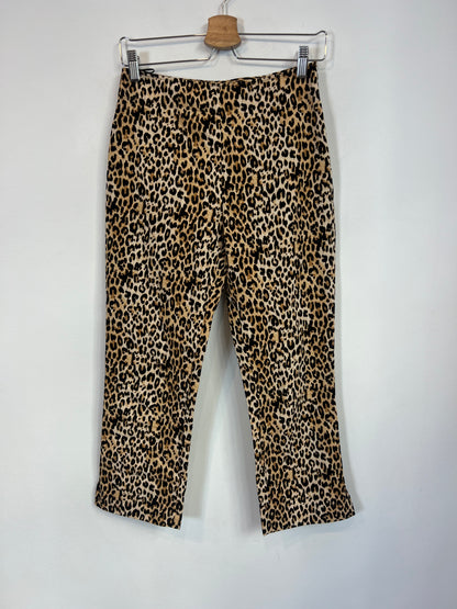 ZARA. Flared animal print trousers T.xs