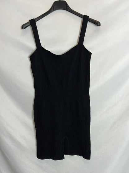 MANGO. Mono elastico negro canalé . T M