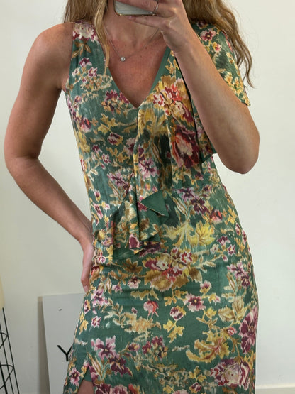 MANGO. Vestido largo estampado