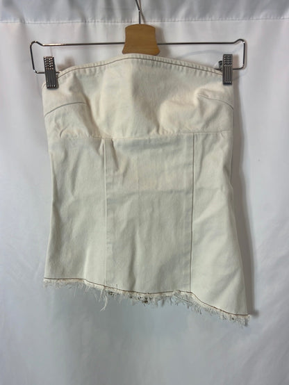 MANGO. White denim strapless top. TS
