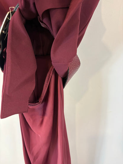 ZARA. Vestido largo doble textura burdeos