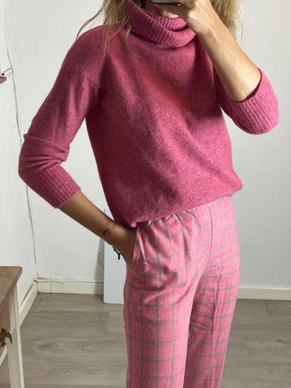 MASSIMO DUTTI. Jersey rosa cuello alto T.s