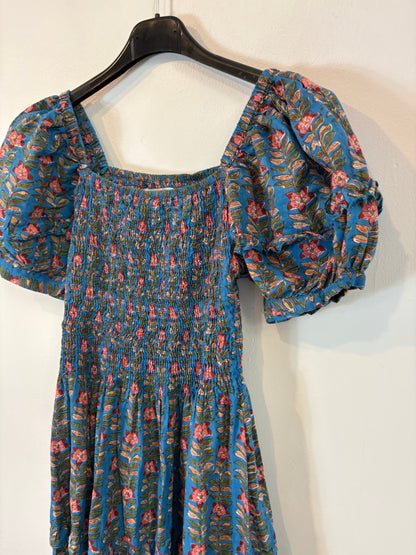 CARILOO. Vestido azul flores T.xs/s