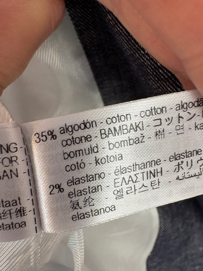 ZARA. Blazer azul jaspeada con lino