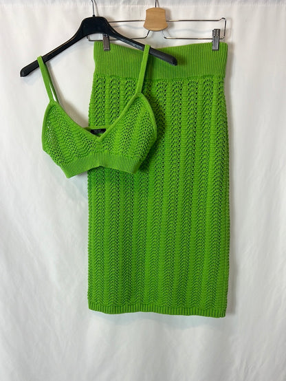 PARFOIS. total look verde croché T.u(m)