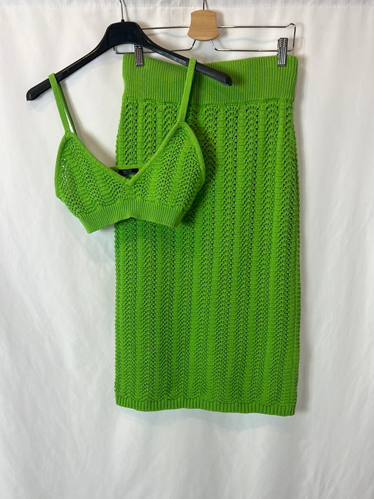 PARFOIS. total look verde croché T.u(m)