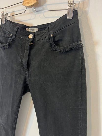 ETRO. Denim negro detalle flecos. T 27 (36)