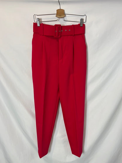 ZARA. Pantalón pinza rosa fucsia. T S