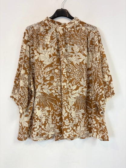 DES PETITS HAUTS. Blusa fluida estampado mostazas