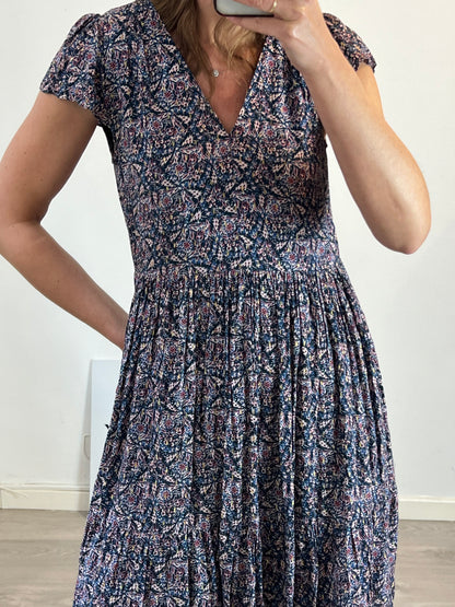 CAROLL. Vestido estampado hilos brillo. T 40 (S/M)