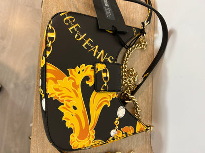 VERSACE JEANS COUTURE. Bolso doble asa y monedero hebilla dorada