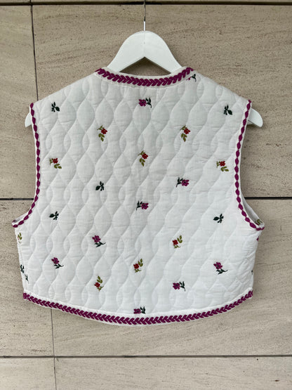 LA PETITE ÉTOILE. Chaleco blanco bordado T.1(s)