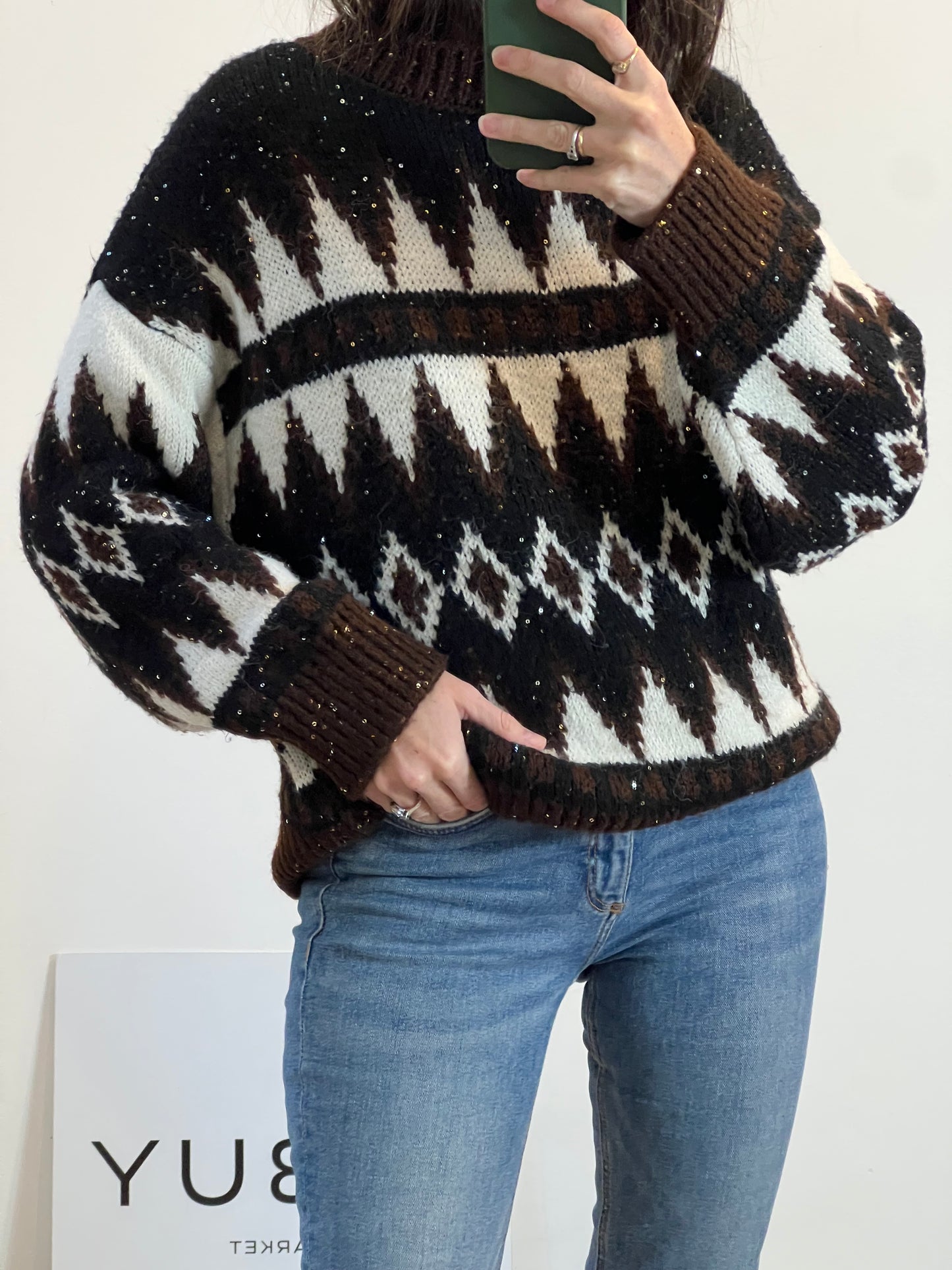 MANGO. Jersey lentejuelas mini