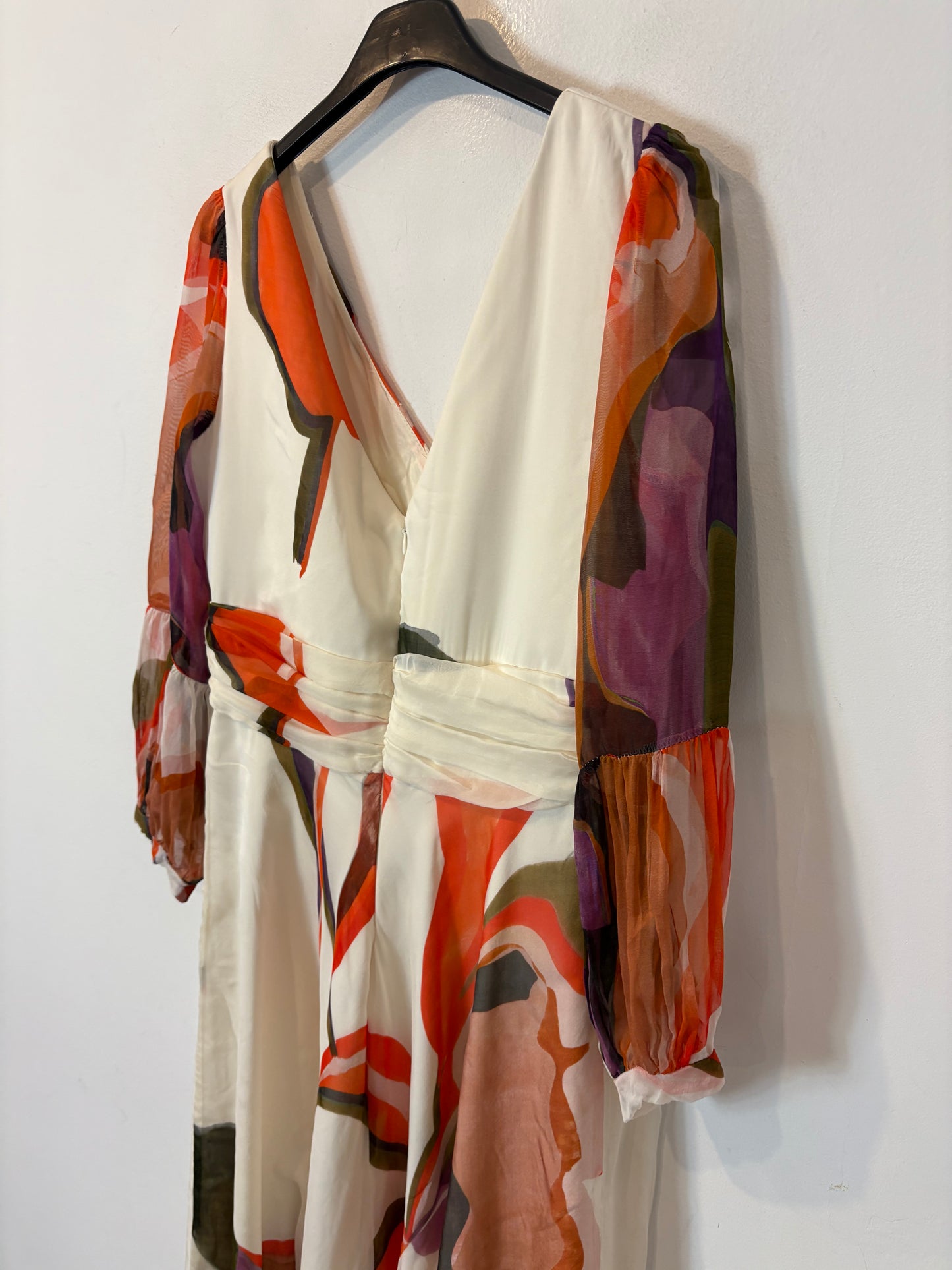 Vestido largo estampado mangas gasa