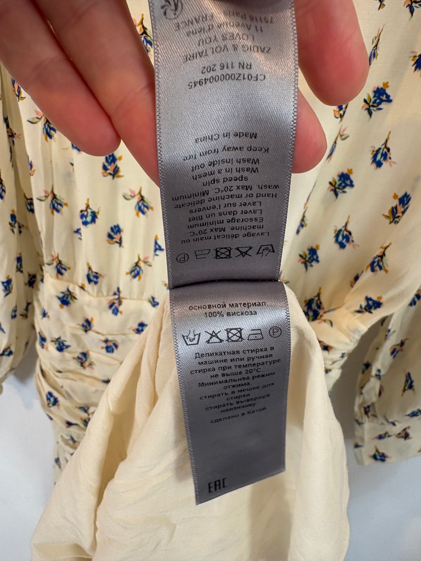 ZADIG & VOLTAIRE. Vestido corto estampado fruncidos