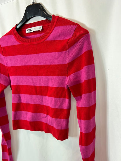 ZARA. Striped cropped sweater. TS