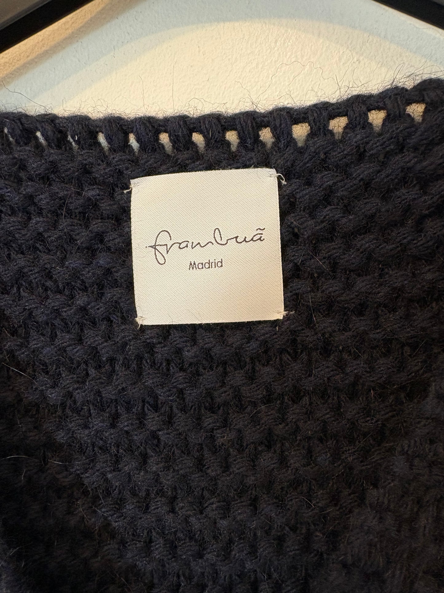 FRAMBUA. Blue chunky knit jacket. TS/M