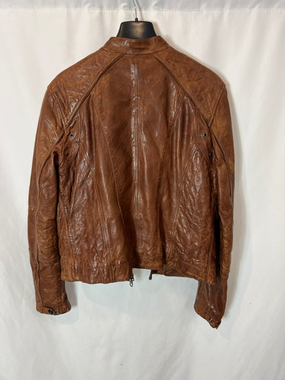 LUJANS. Chaqueta piel marrón. T 46 (S)