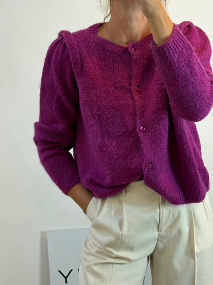 DES PETITS HAUTS. Cárdigan buganvilla con lana