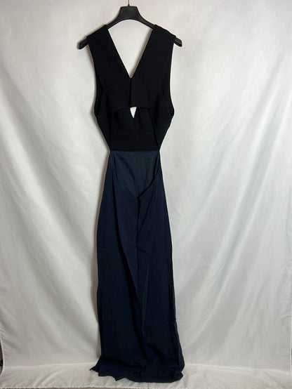 UTERQÜE . Vestido largo bicolor apreturas. T M