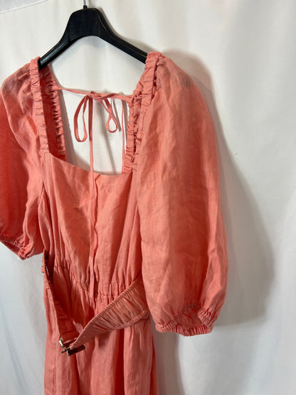 FOREVER NEW. Pink linen ruffle dress. T 36