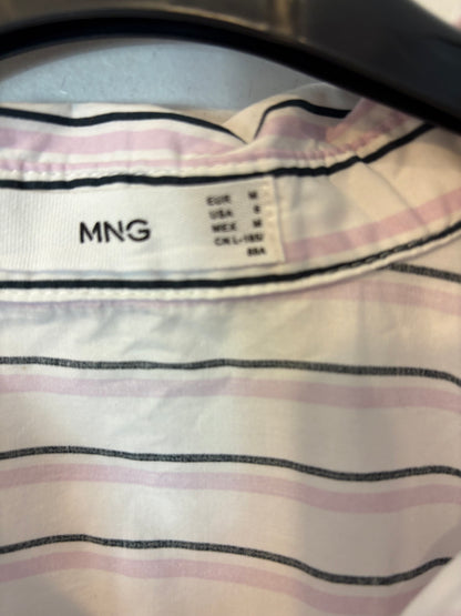 MANGO. Camisa rayas tonos malva. T M