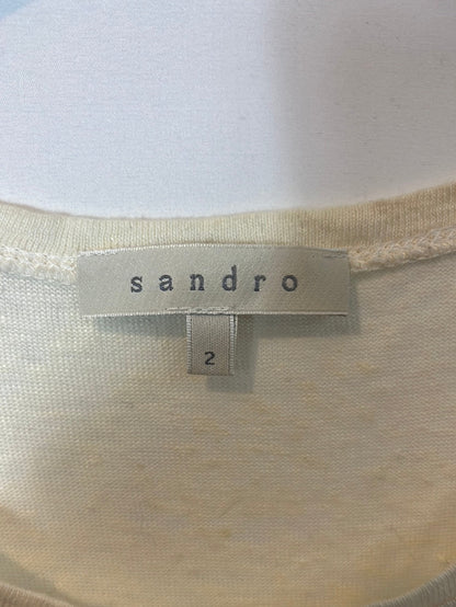 SANDRO. Camiseta lino dibujo.T 2 (M)