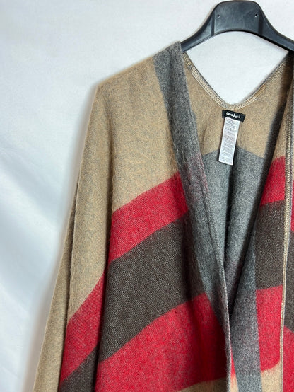 EL CORTE INGLÉS. Grey cape with stripes and fringes