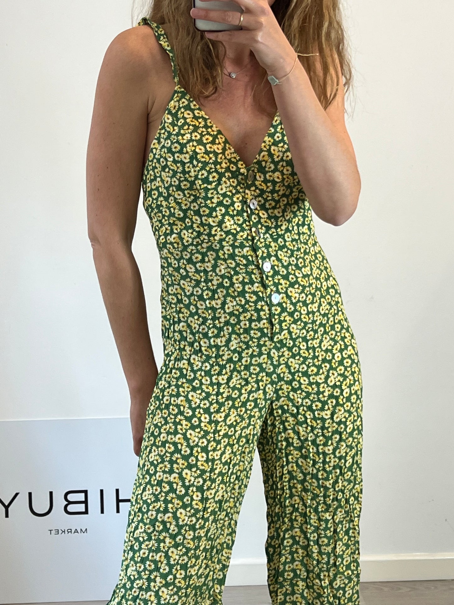 ZARA. Mono verde flores T.l (m/l)