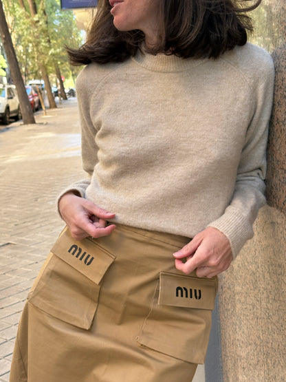 MIU MIU. Falda midi bolsillos T.m