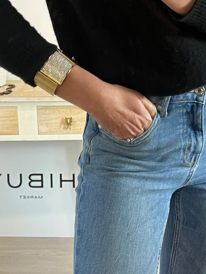 OTHERS. Gold bracelet with mini rhinestones