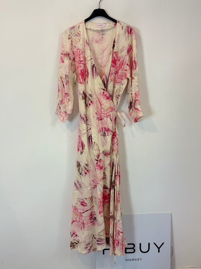 MIMOKI. Vestido lino flores cruzado