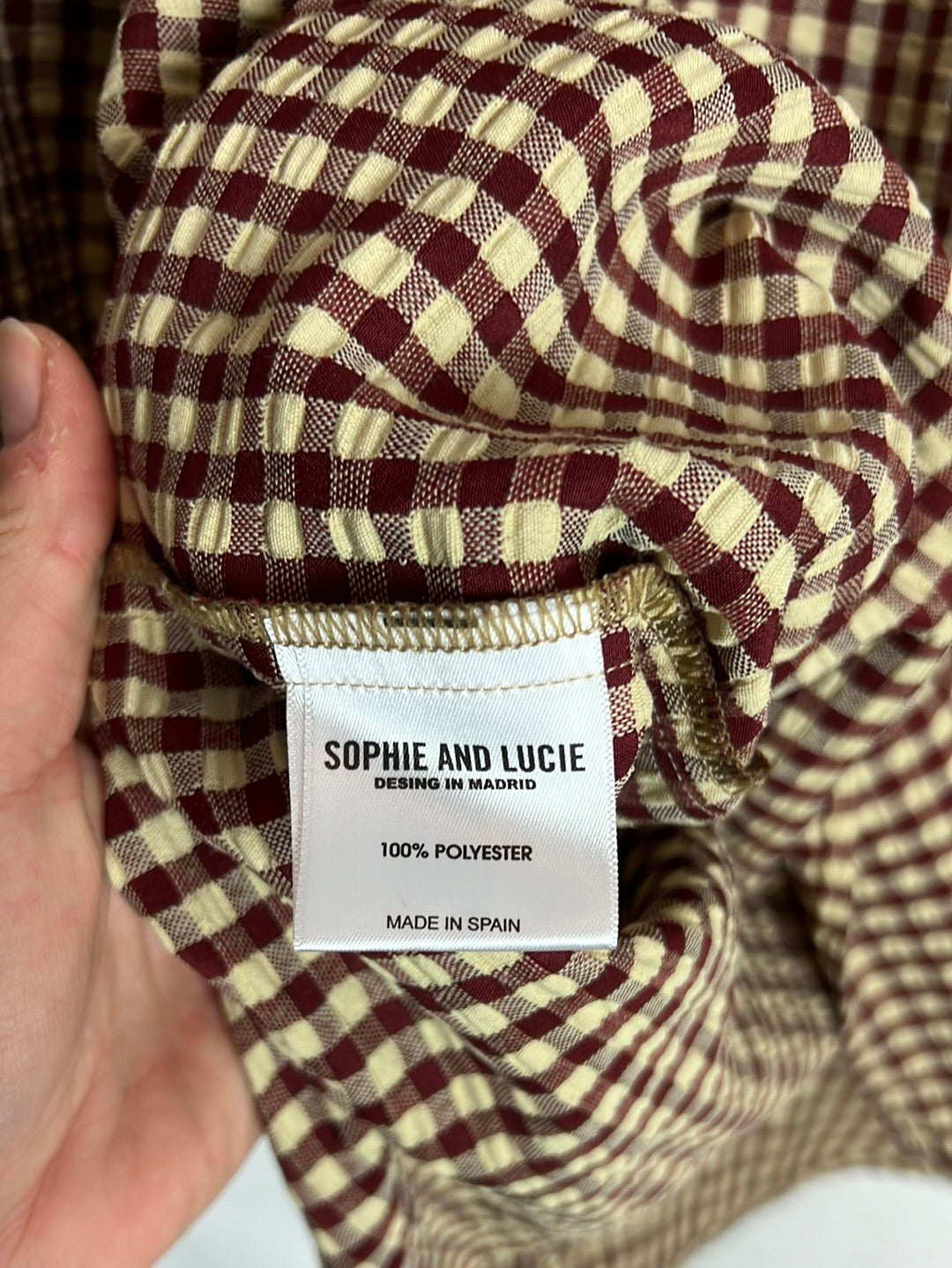 SOPHIE &amp; LUCIE. Gingham blouse with mini ruffle. Size 38 